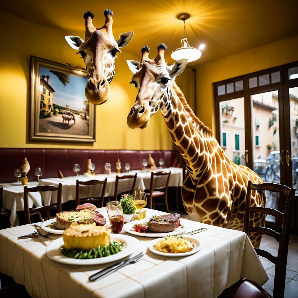 Giraffe Dining: A Whimsical Restaurant Scene