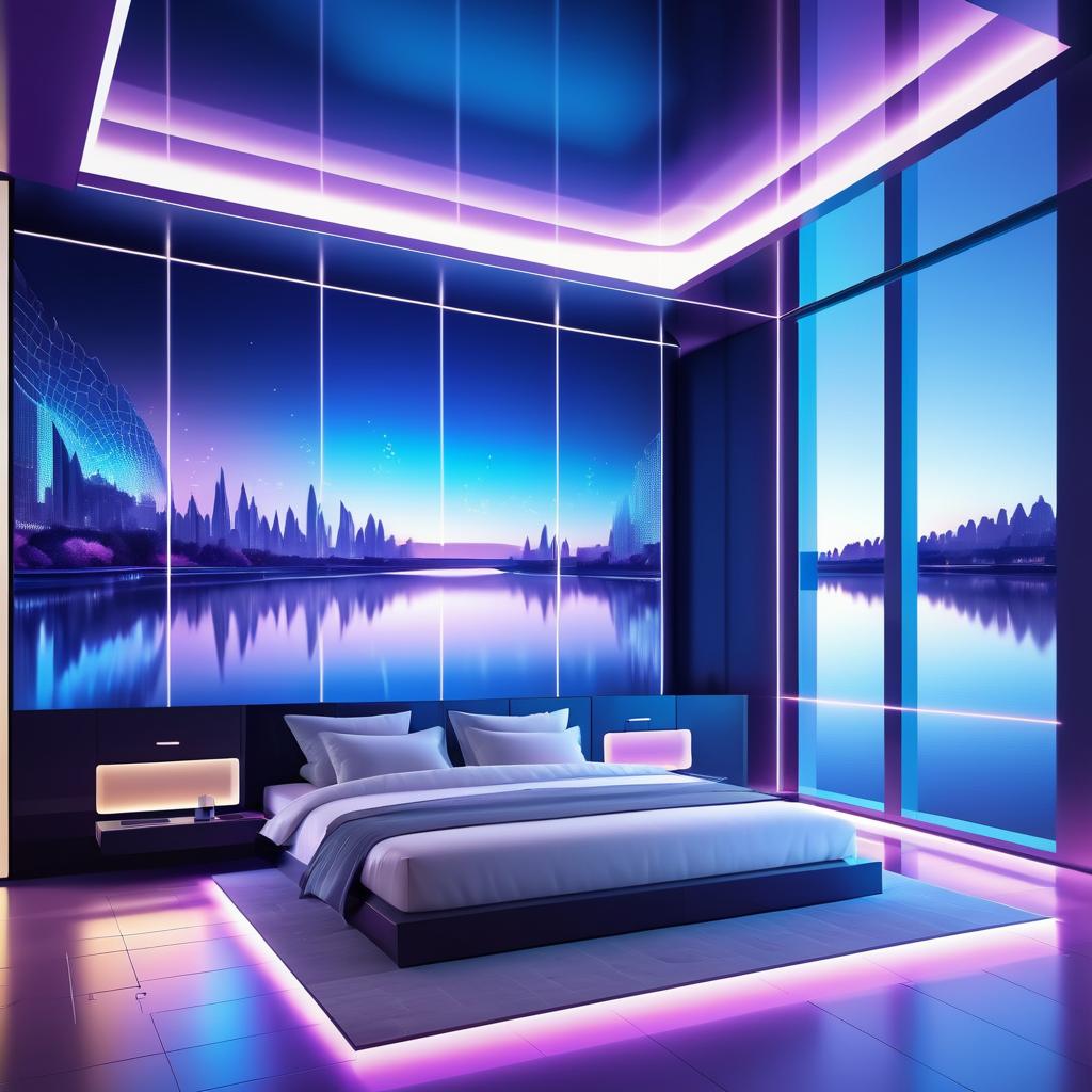 Elegant Futuristic Bedroom with Riverside View