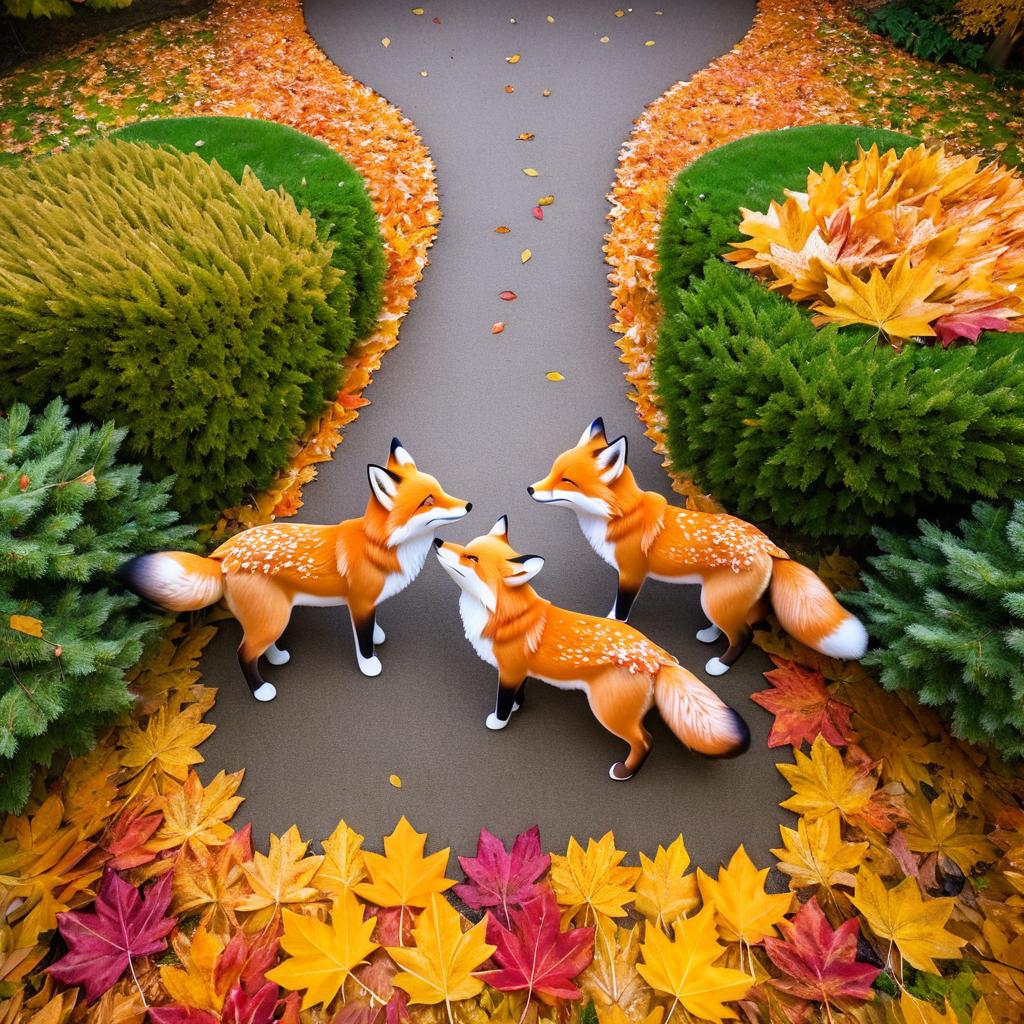 Whimsical Foxes in Autumn Leaves