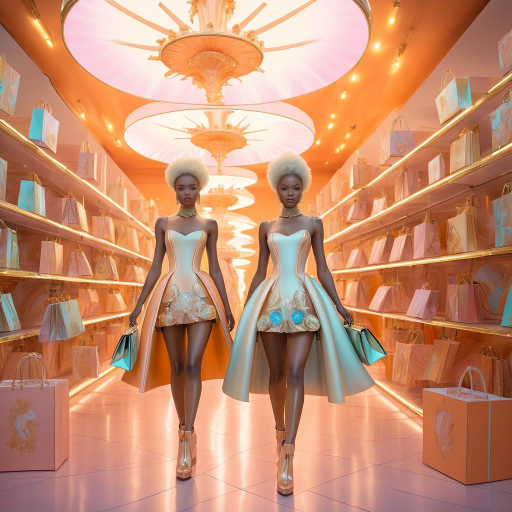 Futuristic Women Shopping in Rococo Dream