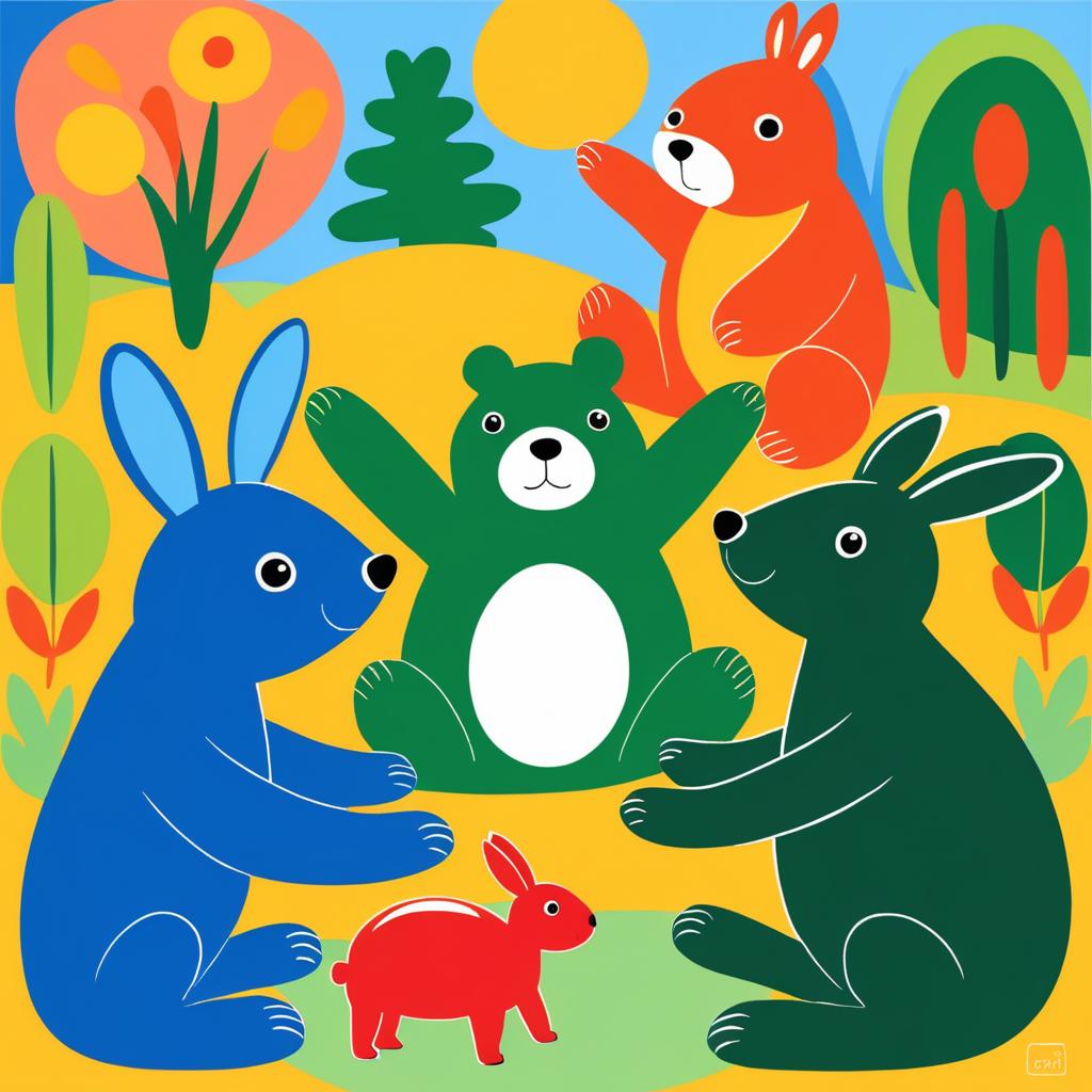 Playful Friends: Bear, Rabbit, and Turtle