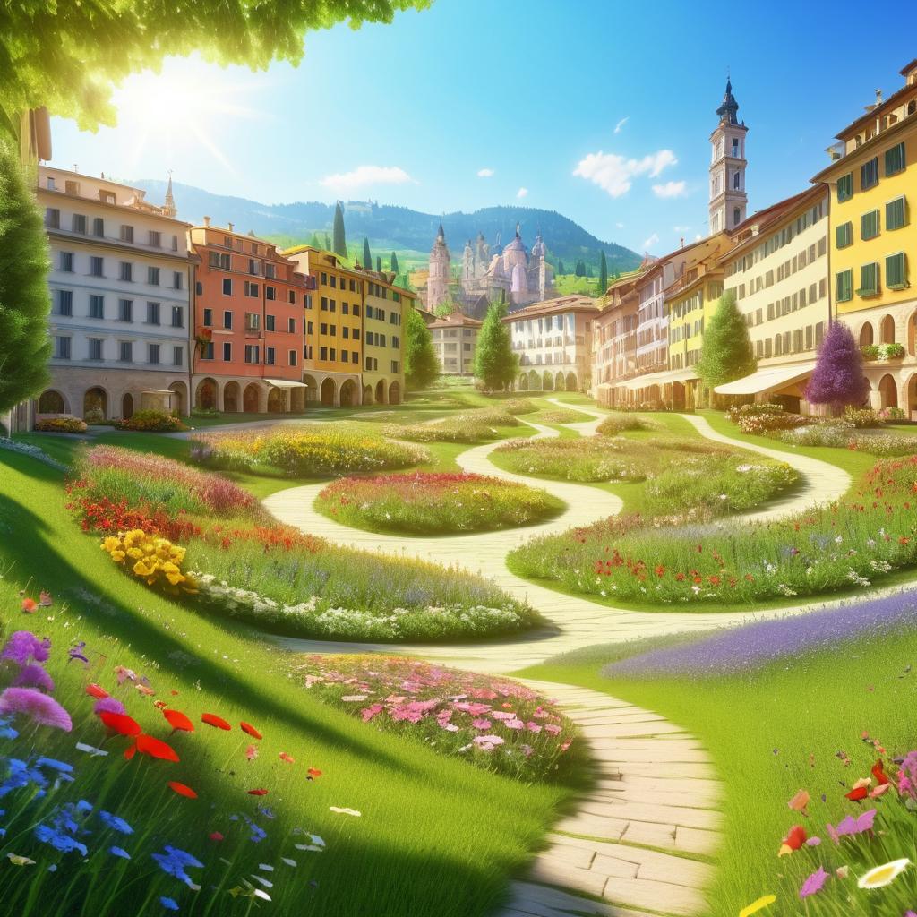 Mystical Town Center Meadow VFX Scene