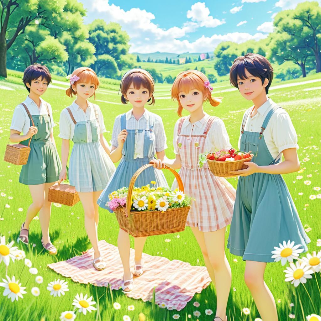 Sunny Picnic in Anime Style