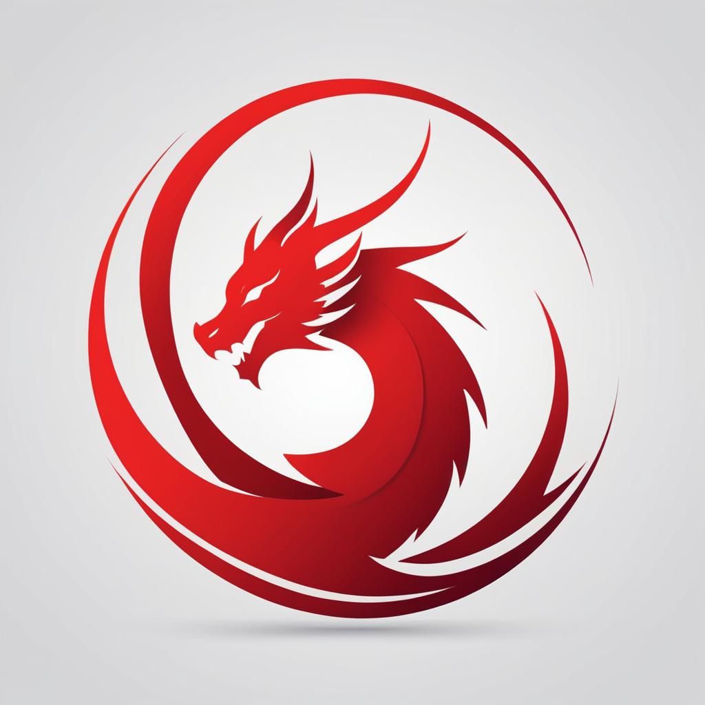 Minimalist Red Dragon Logo Design