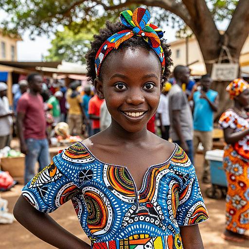 Joyful African Girl in Vibrant Afrobeats Costume