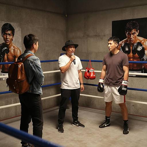 Dramatic Boxing Ring Scene in Shadows