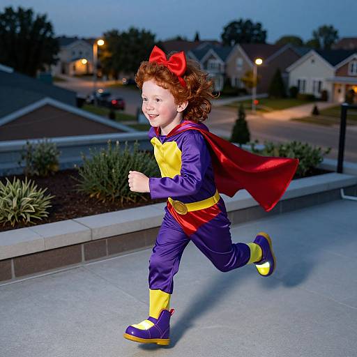 Energetic Red-Haired Boy Superhero