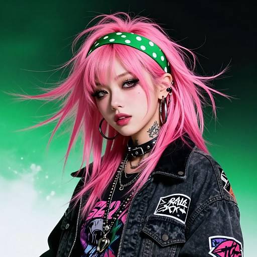 Vibrant Punk Rockstar Girl Portrait