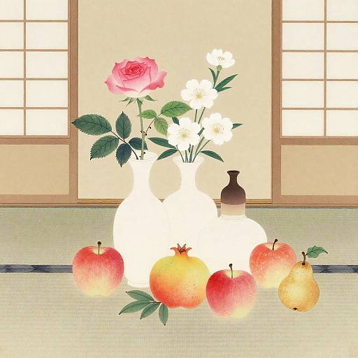 Minimalist Japanese Ink Wash Still Life