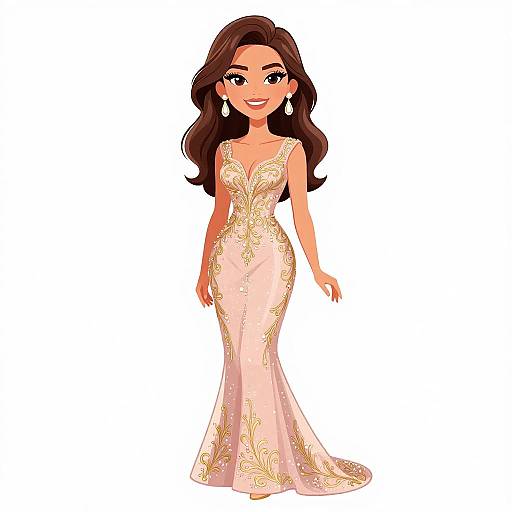 Elegant Woman in Embroidered Mermaid Gown