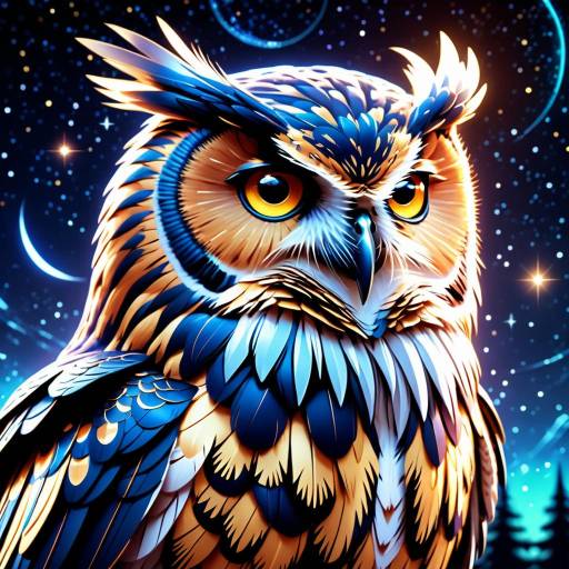 Mystical Owl in Celestial Night Sky Mystical Owl in Celestial Night Sky
