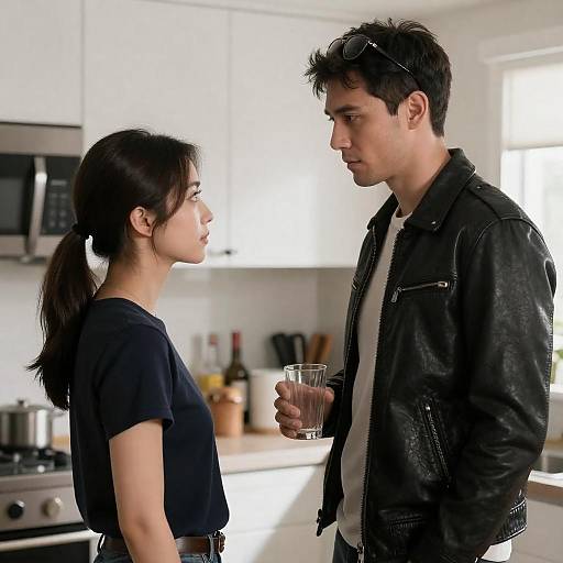 Candid Kitchen Moment: A Serious Encounter