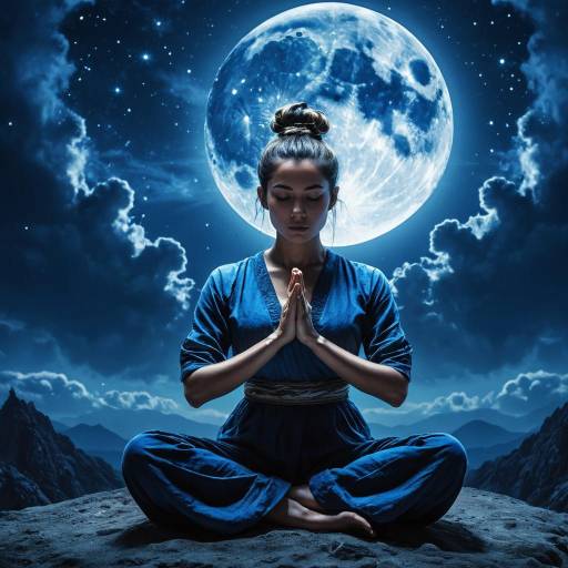 Woman Meditating Under Full Moon