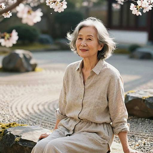 Photorealistic Portrait of Elderly East Asian Woman