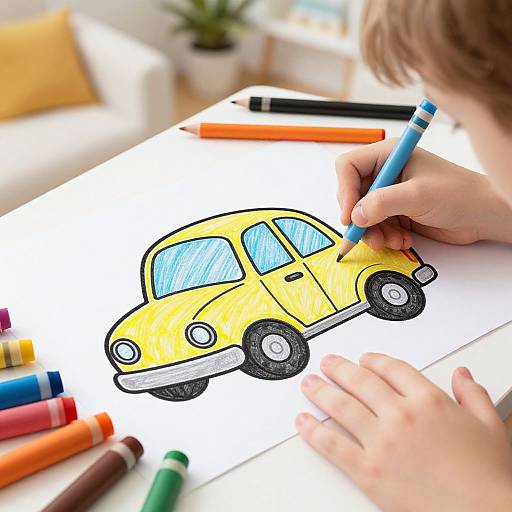 Cartoon Tiny Car Coloring Scene