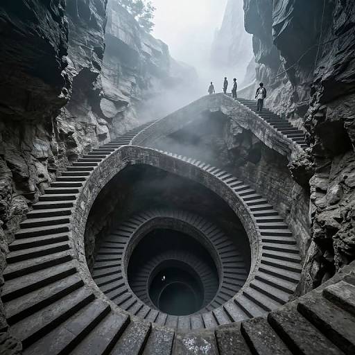 Infinite Spiral Stone Staircase