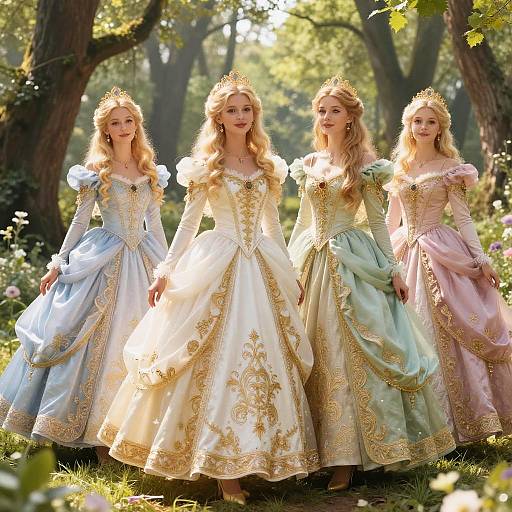 Blonde Princesses in Enchanted Forest