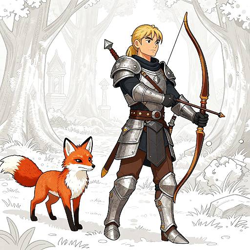 Half-Elf Archer Walking Red Fox