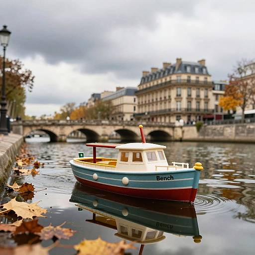 Photograph of a small toy boat named 