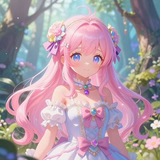 Whimsical Loli Anime in Fantasy Forest