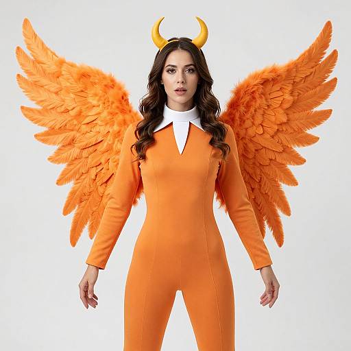 Woman in Fiery Phoenix Costume