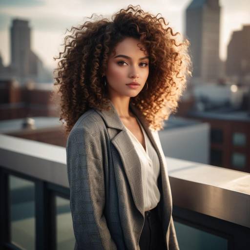 Elegant Woman on Urban Rooftop