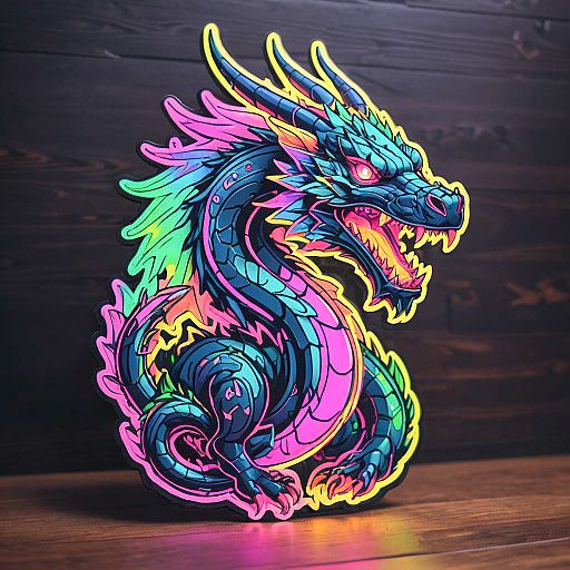 Vibrant Neon Dragon Sticker Design Vibrant Neon Dragon Sticker Design