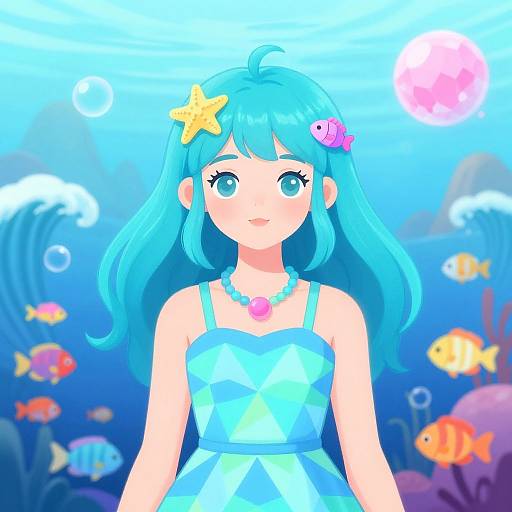 Fantasy Underwater Girl Illustration