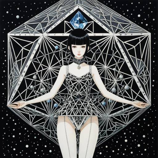 Sci-Fi Anime Girl with Platonic Solid Geometry
