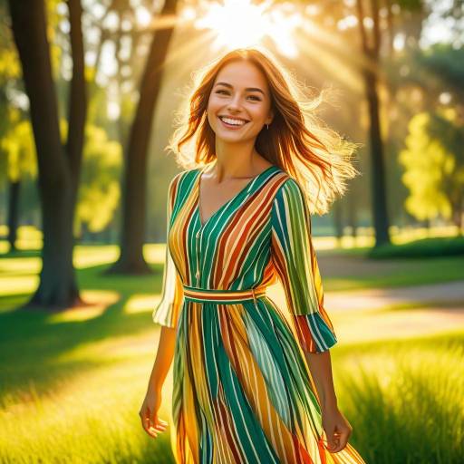 Joyful Woman in Sunlit Park