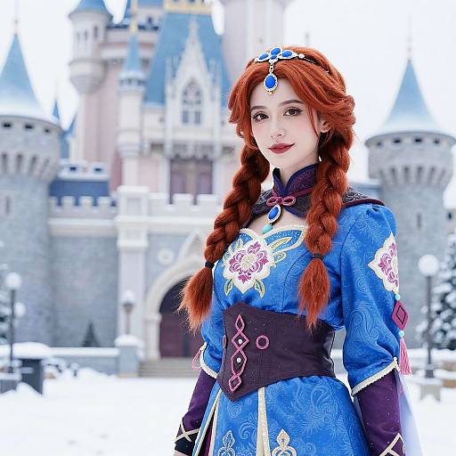 Winter Fantasy Woman in Floral Cosplay