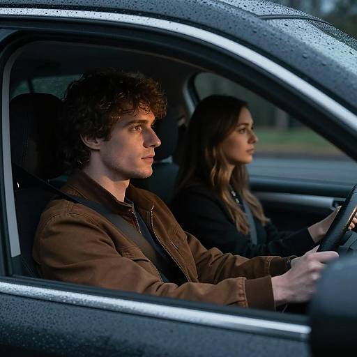Nighttime Car Ride with Raindrops