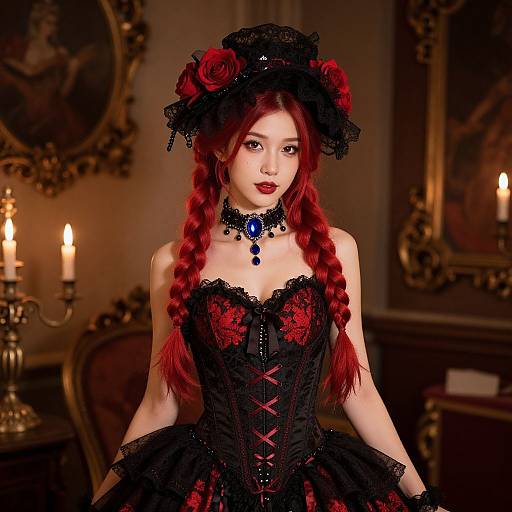 Gothic Victorian Woman with Red Braids