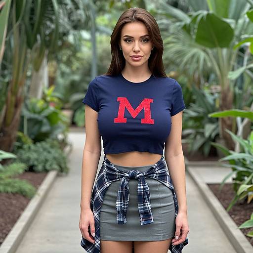 Willowy Woman in Casual Botanical Garden