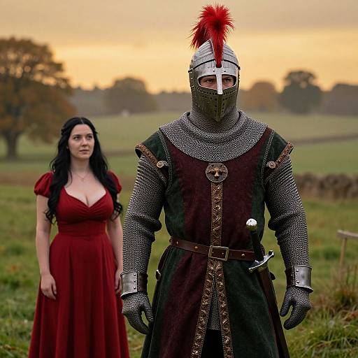 Medieval Knight in Autumn Countryside