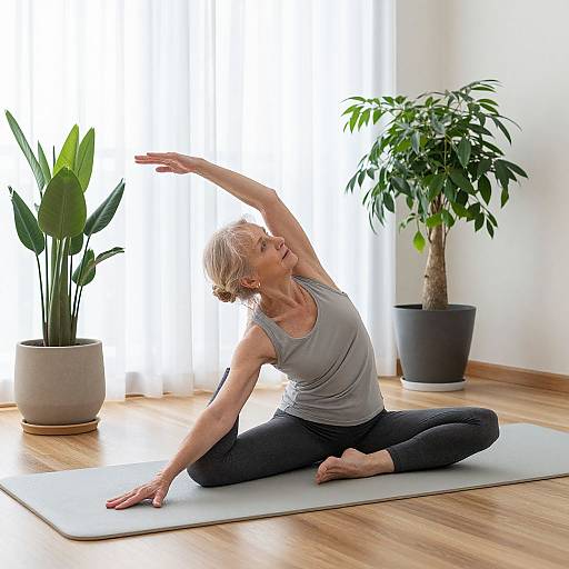 Graceful Elderly Woman Doing Yoga