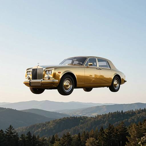 Levitating Reflective Gold 1926 Rolls-Royce