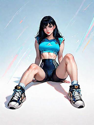 Athletic Woman in Royal Blue Outfit