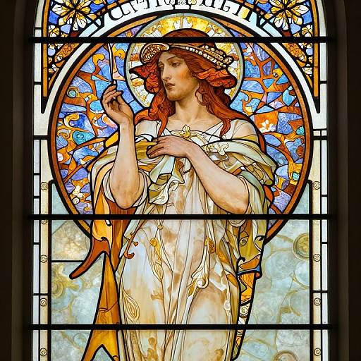 Art Nouveau Jesus Stained Glass