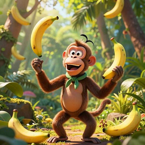 Goofy Monkey Juggling Bananas