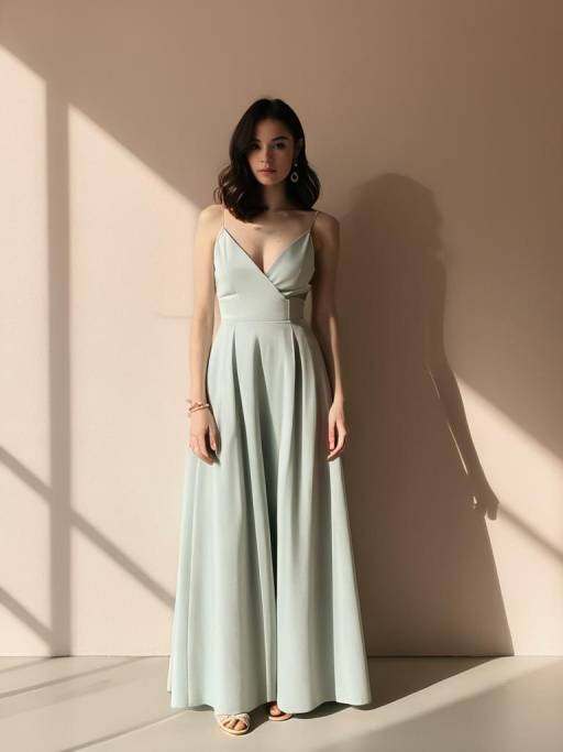 Elegant Woman in Floor-Length Gown