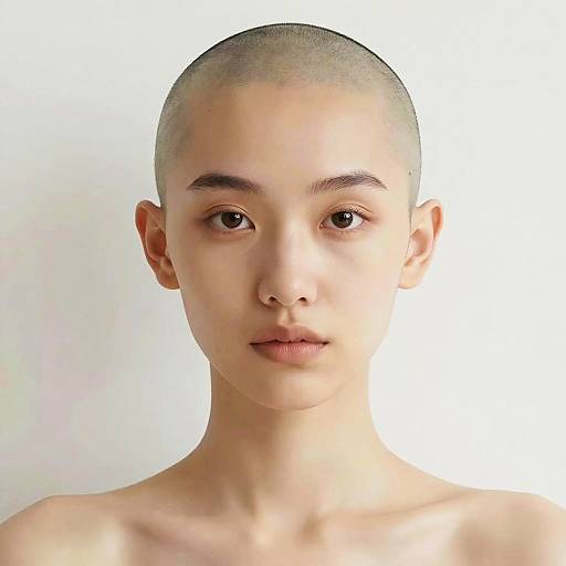 Bald Effect on Young Woman's Selfie