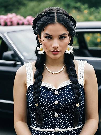 Chic Outdoor Fashion with Flower Accents