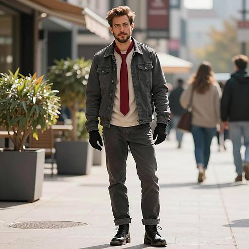 Handsome man standing on urban street