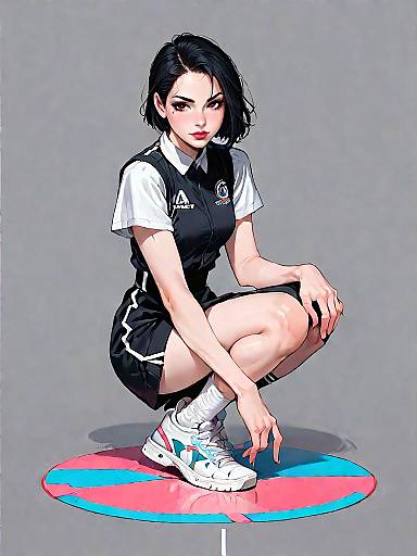 Realistic Full-Body Shot of Skater Girl