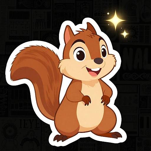 Jovial Cartoon Squirrel Sticker