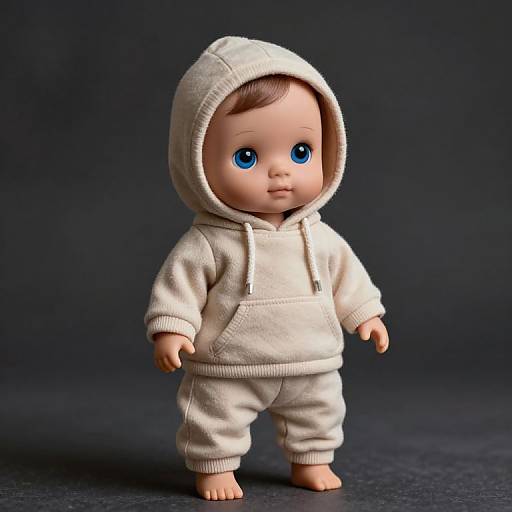Cute Baby Doll in Cozy Beige Outfit