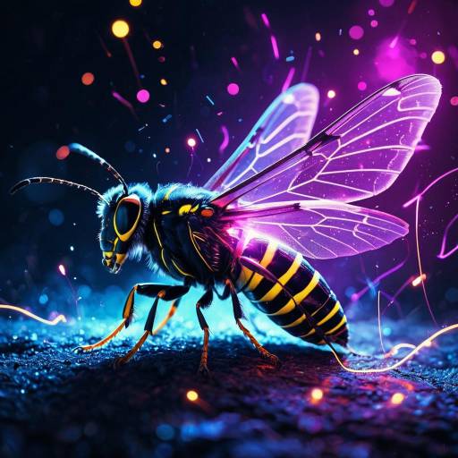 Glowing Cyberpunk Wasp Moth Glowing Cyberpunk Wasp Moth