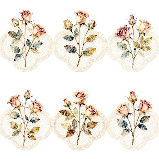 Delicate Lace Rose Fabric Design