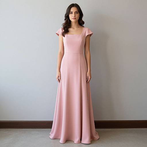 Woman in Pink Square Neck Dress